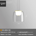 Lustre moderno com lâmpada pendente decorativa de vidro transparente